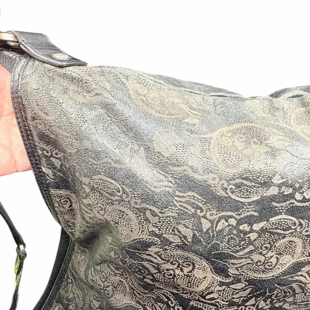 HOBO International Paisley Leather Hobo Shoulder Bag Y2K Boho